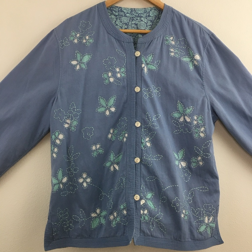 Multi-Blue Reversible Embroidered & Appliquéd Jacket